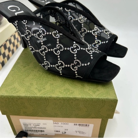 Gucci Black Crystal Mesh Heels - Picture 1 of 10